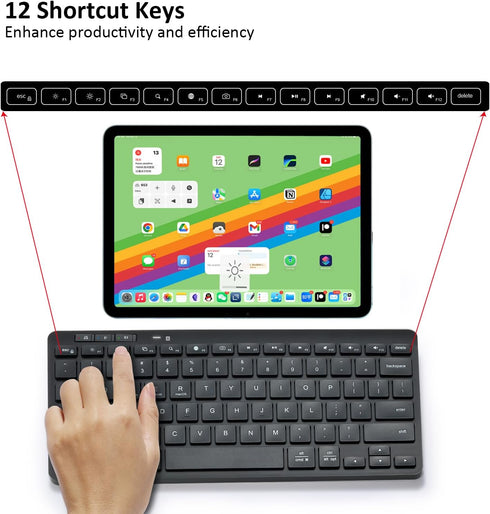 Multi-Device Bluetooth Keyboard Compact Slim Wireless Keyboards Compatible with Windows, Mac, Android, iPad, Phone – Easy-Switch up to 3 Devices, ...