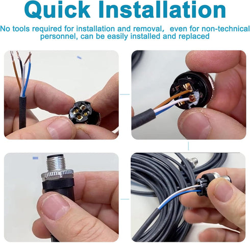 M12 5 Pin Male & Female Socket Panel Aviation Wire Connector,12mm Industrial Circular Connector, Outdoor Waterproof IP67...