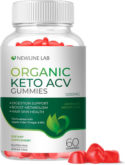 Organic Keto ACV Gummies - Sugar-Free Gluten-Free Apple Cider Vinegar Supplement for Women Men - B12 Vegan & Non-GMO (1200mg)...