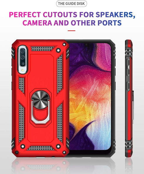 Military Grade Drop Impact for Samsung Galaxy A50 Case 360 Metal Rotating Ring Kickstand Holder Magnetic Car Mount Armor Heavy Duty Shockproof Cas...