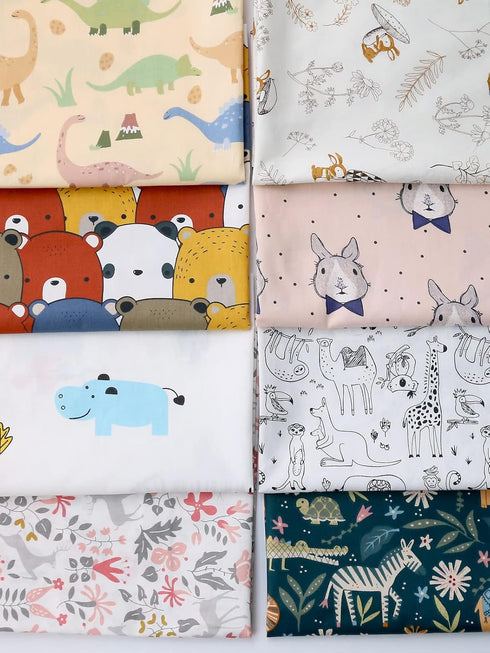 Precut Fabrics for Quilting no Repeat Design Printed Forest Animals Cotton Fabric for Patchwork Squares Bundles for Craft DIY /8pcs 20" x 20"...