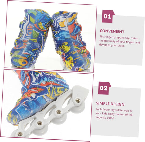 TOYANDONA 6 Pairs Work Desk Accessories Roller Skates for Kids Kid Toys Finger Skate for Kids Educational Mini Fingerboard Accessories Finger Skat...