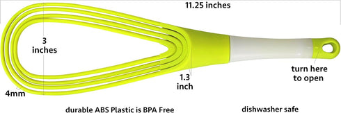 Iconikal 12-Inch Collapsible 2-In-1 Balloon/Flat Whisk, Green...
