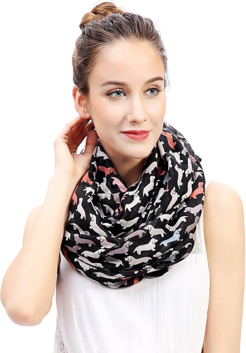 Lina & Lily Dachshund Doxie Dog Print Women's Infinity Scarf Lightweight...
