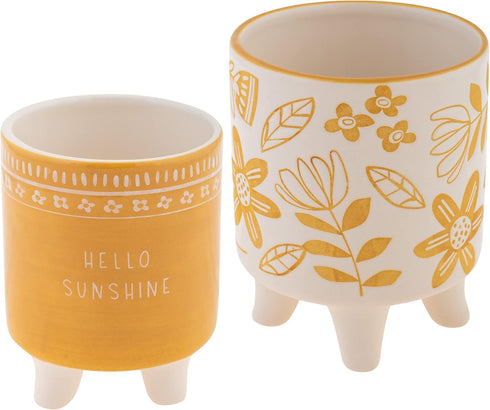 Karma, Footed Ceramic Planter Set of 2, Modern Boho Planters, Ceramic Footed Planters, Hello Sunshine...