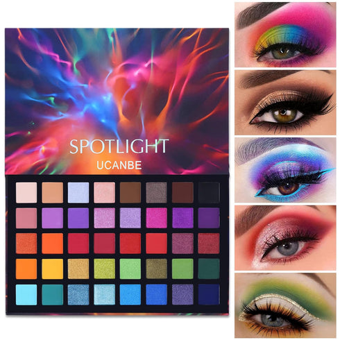 UCANBE Spotlight Eyeshadow Palette Professional 40 Color Eye Shadow Matte Shimmer Makeup Pallet Highly Pigmented Colorful Powder Long Lasting Wate...