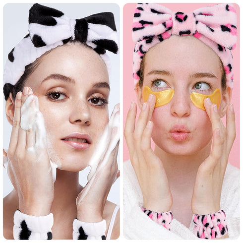 6 Pcs Puffy Spa Headband and Wristbands for Face Washing Skincare Headbands for Women Face Wash Headband Soft Makeup Skin Care Hair Accessories fo...