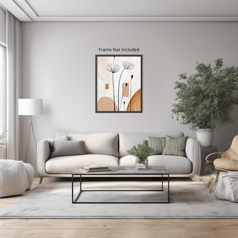 Posterizer 1 pcs-minimalist floral line drawing-beige chic poster 1-Floral & Botanical Art-Abstract & Modern Art-Decor for Home & Office- unframed...