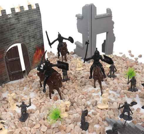 254pcs/set Medieval Castle Knights Action Figure Toy Army Playset with Toy Soldier, cavalry and arrow tower, Great for Girls and Boys(size:254PCS)...