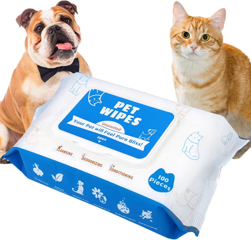 Pet Wipes for Dogs 100Pcs/1Pack – Unscented Dog Wipes with Vitamin E, Chamomile – Gentle Cat Wipes Ideal for Muddy Paws, Face, Dog Eye Wipes, Dog ...
