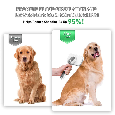 Dogs Cats Self Cleaning Slicker Brush for Shedding & Grooming Any Breed of Pets, Remove Loose Undercoat Knots Mats Tangled Hair for Small Medium L...