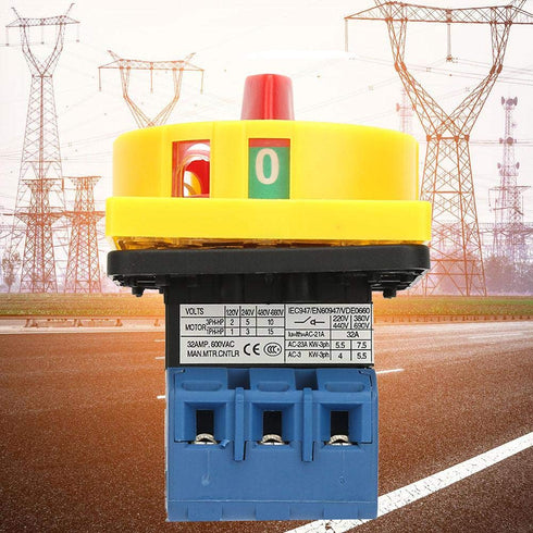Load Circuit Breaker Switch, 25A/32A 3-Pole 2-Position Rotary Cam On-Off Power Switch for Industrial, Circuit Breaker Rotary Switch(32A)...