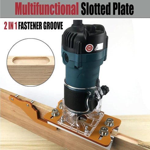 Trimming Machine Slotted Bracket, 2 in 1 Invisible Fastener Slotting Bracket for Woodworking, Aluminum Alloy Wood Router Slotting Locator, Woodwor...