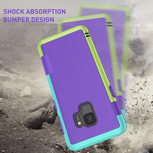 Jeylly S9 Case, Galaxy S9 Case with 2 Pack HD Soft Screen Protector, Contrasting Colors Ultra Slim One-Piece Anti-Slip Rugged Soft TPU Bumper Shoc...