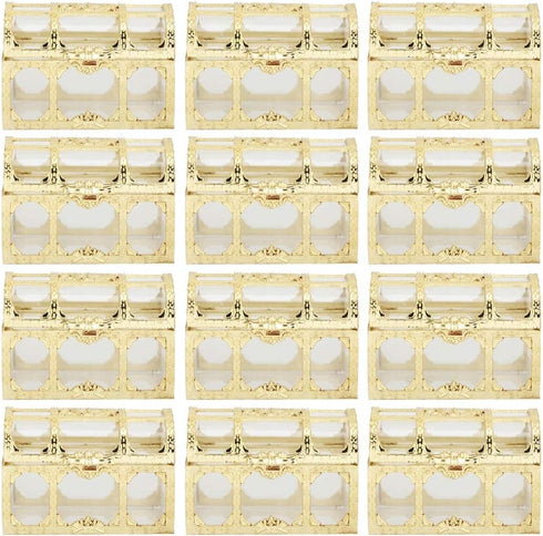 Fdit 12pcs Square Treasure Chest Shape Wedding Candy Box Chocolates Container Jar Decoration Gift for Children's Day Wedding Party (Gold)...