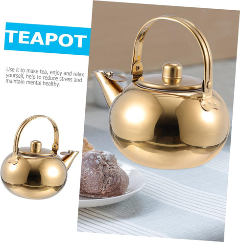 1pc Stainless Steel Pot Cast Iron Pot Stainless Steel Stove Top Kettle Cast Iron Teapot Kettle with Strainer Large Capacity Kettle Kung Fu Tea Ket...