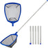 Pool Net - Pool Skimmer Net with 5 Section Adjustable Telescopic Aluminum Pole?22.21''- 67.59'', Skimmer Net with Fine Mesh Net, Pool Leaf Net...