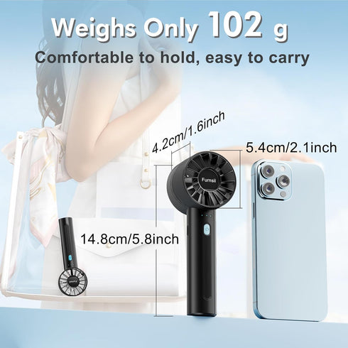 Small Handheld Fan, Super Powerful Hand Fan with 4 Speeds 16 Hours USB C Rechargeable Battery Operated Portable Fan, Lightweight Mini Turbo Fan fo...