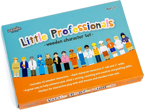 Little Professionals Wooden Character Set - Cute Wood Block People Toys for Kids & Toddlers - Open Ended STEM Pretend Play & Educational Games for...