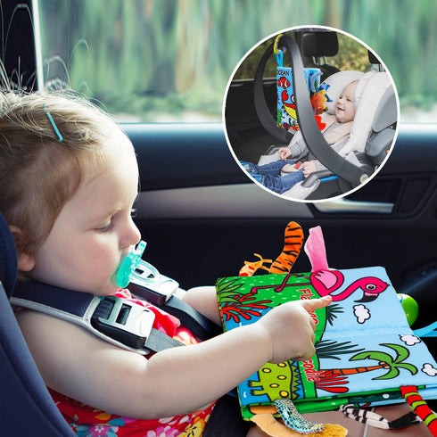 2 PCS Soft Cloth Baby Books 0-6 Months High Contrast Sensory Baby Toys 6 to 12 Months Crinkle Touch Feel Teething Carseat 9 18 Month Travel Essent...