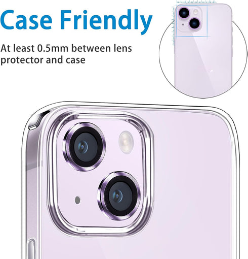 Compatible with iPhone 14 and 14 Plus Camera Lens Protector, Anti-Scratch Lens Cover 9H Tempered Glass Camera Screen Protector Shockproof Camera R...
