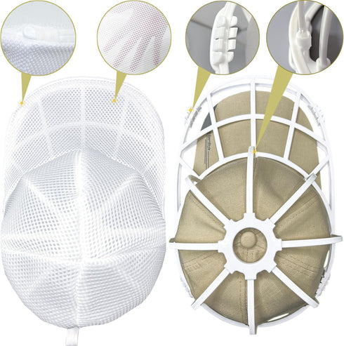 Hat Cleaner - Hat Cage for Washing, Hat Laundry Wash Bags for Baseball Caps, Hat Washer for Washing Machine or Dishwasher, Cap Washer Frame for Fl...