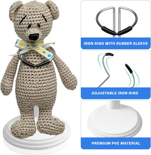 TOYANDONA 4 Pcs Action Figure Stand, Doll Stands Display Holder, Adjustable Doll Bracket Support for 6-8 Inches Dolls, Creative Bear Stand for Hom...