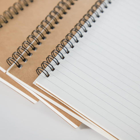 TWONE Notebook, College Ruled Spiral Notebook with Kraft Brown Soft Cover for Note Taking, Home, School, 100 Pages 50 Sheets Notebook, 5-1/2x8-1/4...