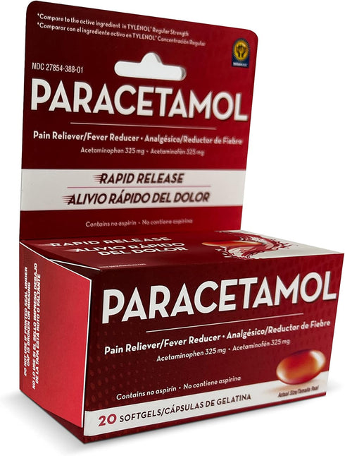 Acetaminophen 325mg 20 Softgels for Pain Relief, Liquid Filled Capsules to Rapid Release Pain, Quick Pain Reliever for Adults Extra Strength, Feve...