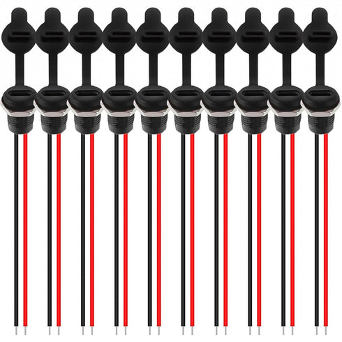 Type-C Female Chassis 2 Pin Wire 22 awg Waterproof Jack Connectors 3A USB C Pigtail Cable Extension Socket Plug (10Pcs) lkelyonewy...
