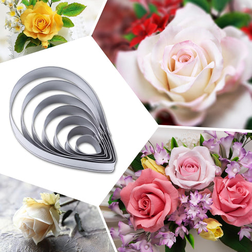 7pcs Rose Petal Cutter Set Gum Paste Fondant Cake Cutters Decorating Tools...