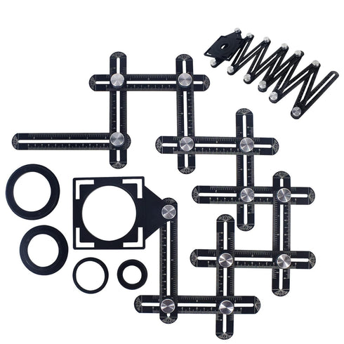 WiseWater 12 Sided Multi Angle Measuring Ruler, Universal Aluminum Alloy Measuring Template Tool Ceramic Tile Measurement with Hole Drilling Locat...