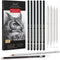 Charcoal Drawing Set -12 pc Black charcoal pencils, White Charcoal Pencils, Eraser Pencils, Blending Stumps for Drawing, Sketching, Shading, Artis...
