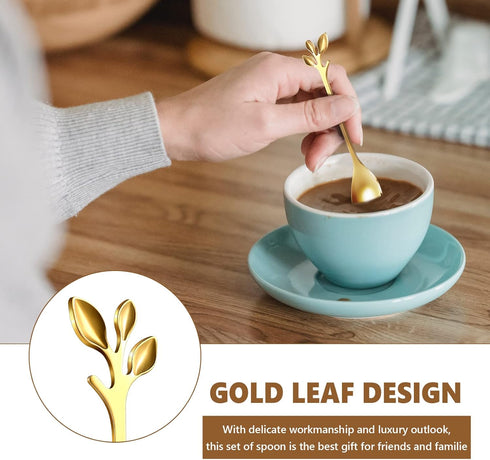 Leaf Coffee Spoons, Mini Serving Tongs and Appetizer Forks Stainless Steel Sugar Cube Tongs Dessert Spoons Metal Dinner Forks for Dessert Coffee T...