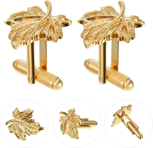 Amosfun 1 Pair of Maple Leaf Cufflinks for The Maple City Handsome Cufflinks for Men Metal Cufflinks for Wedding Bussiness Anniversary Birthday Go...