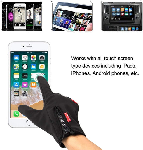 Work Gloves, Touch Screen Flex Grip Winter Gloves, Warm Fleece, Windproof, Outdoor, Black, Medium...