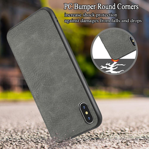 SALAWAT for iPhone Xs Case Slim Shock Proof Phone Cover Lightweight Premium PU Leather TPU Bumper PC Protection for iPhone X 5.8 inch (Gray)...