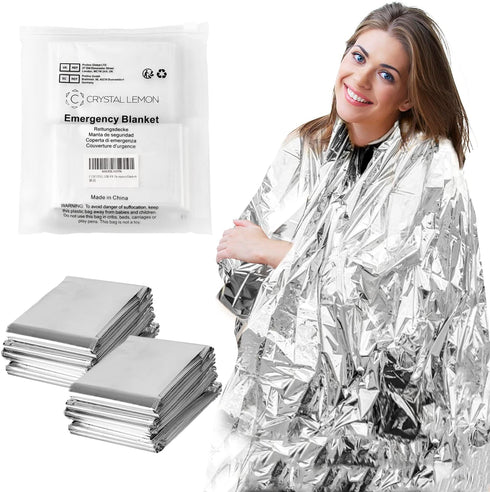 C CRYSTAL LEMON Emergency Blankets, 6 Pack Emergency Thermal Blanket, Survival Blanket for First Aid Kit, Camping, 82x52inch Insulated Foil Emerge...