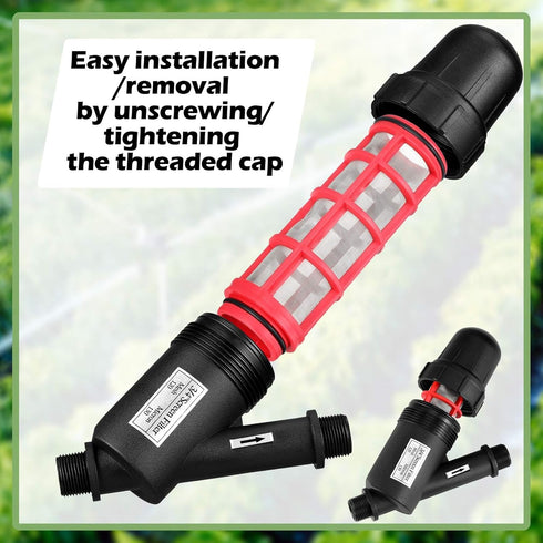 1 Pcs Drip Irrigation Inline Y Filter with Mesh Screen, 3/4" x 3/4" Male Thread Connections Hydroponics Y Filter for Garden Greenhouse Agricultura...