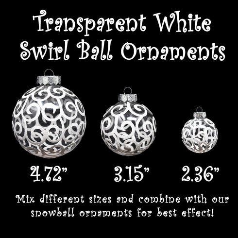 SLEETLY White Ornaments for Farmhouse Christmas Tree Holiday Xmas Decorations for Christmas - Shatterpoof Plastic 2.36 inch Clear Swirl, Ornament ...