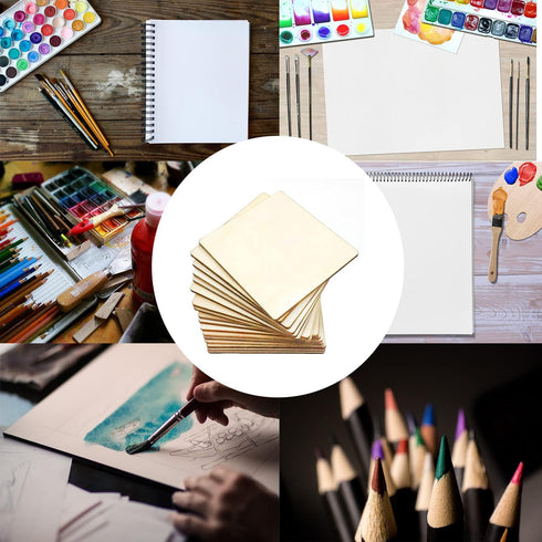 20 Pcs Unfinished Wood Pieces,4 x 4 Inch Blank Natural Slices Wood Square for DIY Crafts Painting, Scrabble Tiles, Coasters, Decoration...