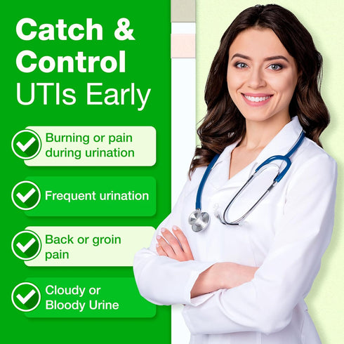 Easy@Home 10 Individual Pouch Urinary Tract Infection FSA Eligible Test Strips, UTI Urine Testing Kit for Urinalysis and Detection of Leukocytes a...