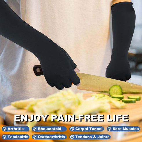 Copper Long Arthritis Gloves - Copper Infused Extra Long Fit Compression Glove for Women & Men Computer Typing, Carpal Tunnel and Support Wrist Ha...
