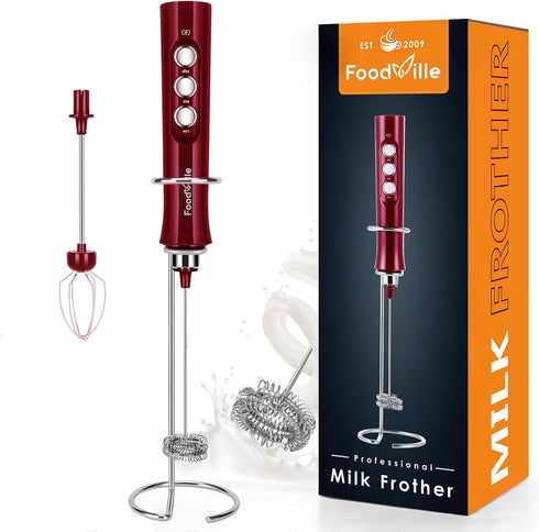MF02 Rechargeable Milk Frother Handheld Foam Maker with Stainless Whisk for Cappuccino, Latte, Bulletproof Coffee, Keto Diet, Protein Powder, Matc...