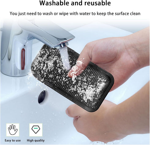 Car Dashboard Phone Holder, Non-Slip Double-Groove Auto Cell Phone Pad Mat with Number Plate, Universal Vehicle Phone Mount for All Smartphones, G...