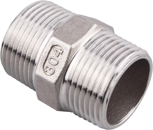 Hex Nipple 1 Inch Male NPT - DERPIPE Stainless Steel 304 Threaded Pipe Fitting for Brew Kit, Home Piping Application(Pack of 2)...