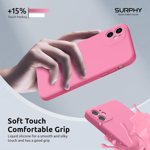 SURPHY Square Design for iPhone 11 Case with Camera Protection, Straight Edge Slim Design, Liquid Silicone Phone Case for iPhone 11 6.1 inches, Pi...