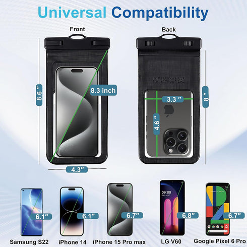 Universal Waterproof Pouch, Large Dry Bag Compatible for iPhone 15 14 13 12 Pro Max XS Plus Samsung Galaxy S22, Waterproof Cellphone Pouch Under W...