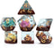 Gate Keeper Games and Dice: Inclusion Dice: Dinosaur Eggs - 7pc RPG Set, Multi-Colored Dino Eggs & Brown Glitter in Clear Resin, Role Playing Game...