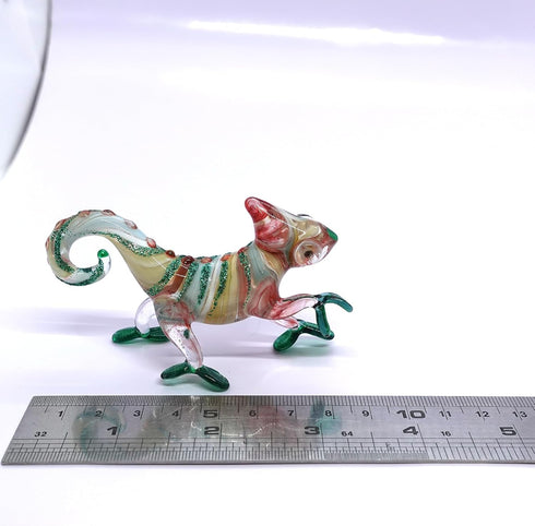 Chameleon Miniature Hand Blown Glass Art Figurines Animals Collectible Gift Home Decorate (3" Red Green)...